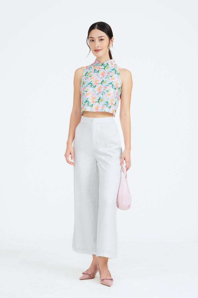 Mandarin Collar Crop Top