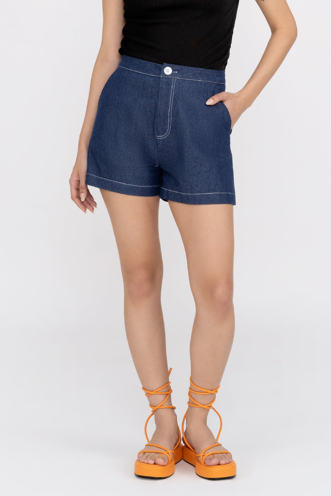 Yacht21, Yacht 21, yacht21, yacht 21, Y21, y21, womenswear, ladieswear, ladies, fashion, clothing, cotton, casual, easy, versatile, comfortable, classic, basic, shorts, bottoms, blue, denim, summer, easy, easy to match, pockets, Sloane Denim Shorts