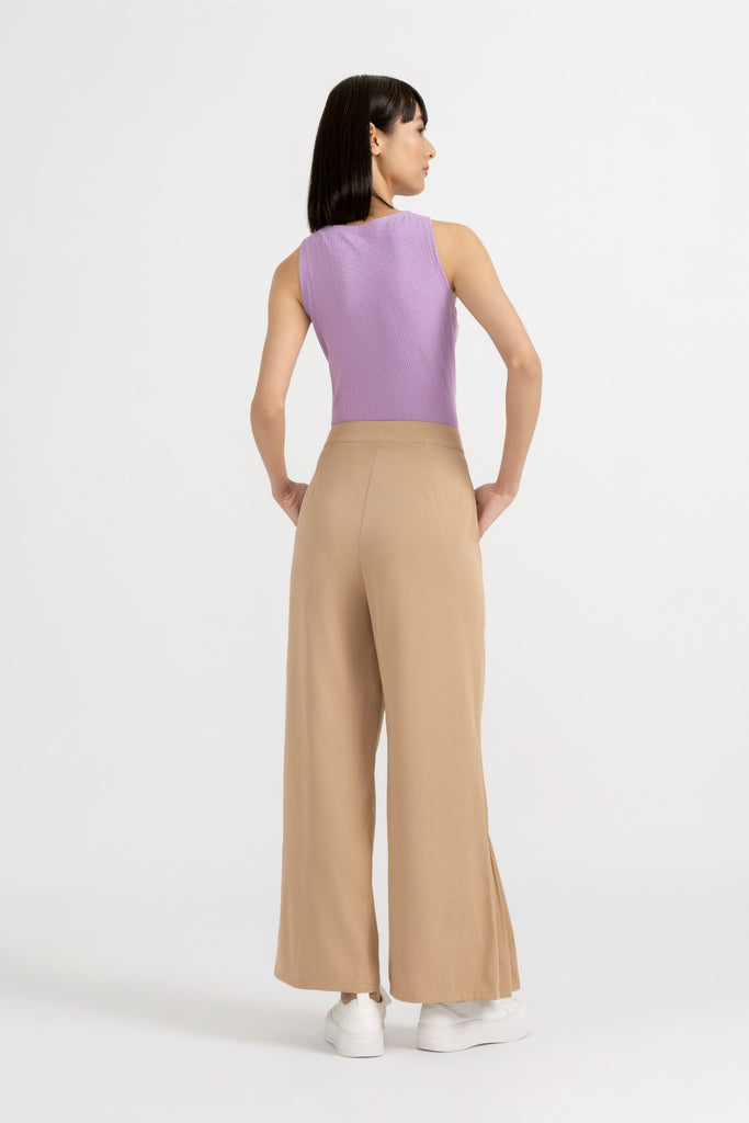 Yacht21, Yacht 21, yacht21, yacht 21, Y21, y21, Grey Evolution, The Modern Muse, collaboration, womenswear, ladieswear, ladies, fashion, clothing, clothes, casual, easy, versatile, classic, basic, staple, simple, minimal, comfortable, knitwear, cut-out, top, sleeveless, black, purple, beige, Joan Cut Out Fitted Knit Top in Lilac Purple