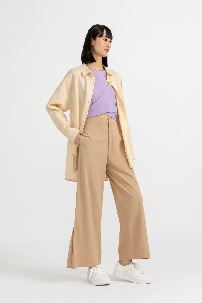 Yacht21, Yacht 21, yacht21, yacht 21, Y21, y21, Grey Evolution, The Modern Muse, collaboration, womenswear, ladieswear, ladies, fashion, clothing, clothes, casual, easy, versatile, classic, basic, staple, simple, minimal, comfortable, knitwear, cut-out, top, sleeveless, black, purple, beige, Joan Cut Out Fitted Knit Top in Lilac Purple