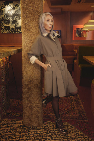 Yacht21, Yacht 21, yacht21, yacht 21, Y21, y21, Grey Evolution, The Modern Muse, collaboration, womenswear, ladieswear, ladies, fashion, clothing, lightweight, cotton, casual, easy, versatile, comfortable, sleeves, knee length, dress, shirt dress, cool, style, pockets, button down, collar, belt, green, purple, Maeve Button Down Shirt Dress in Olive Green