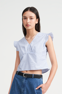 Tilly Stripe Ruffle Sleeve Top