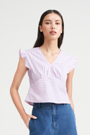 Tilly Stripe Ruffle Sleeve Top