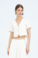 [Restocked] Maya Tie-Front Sleeved Top