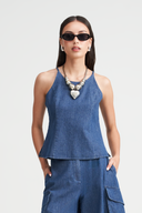 Bobbi Halter Neck Denim Top
