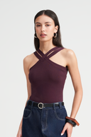 Andya Cross Halter Neck Knit Top