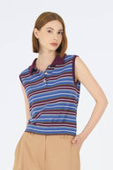 Billie Stripe Fine-Knit Polo Shirt
