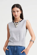 Edwina Striped Textured Tank Top