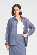 Ryo Sheer Button Down Shirt in Paynes Grey