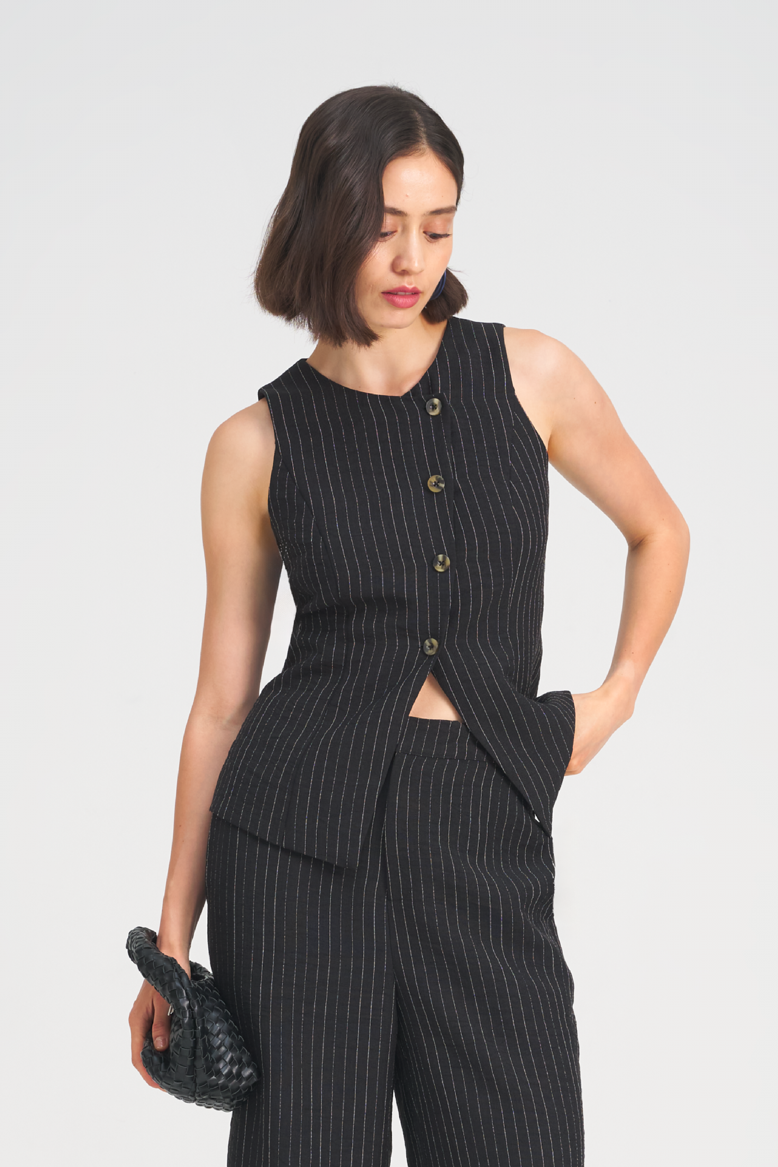 Sidonie Pinstripe Overlap Top – Y21