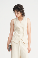 Beck Double-Breasted Vest Top in Tusk Yellow