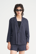 Arlet Linen-Blend Pinstripe Blazer
