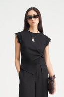 Clemence Lace Trim Cap-sleeved Top