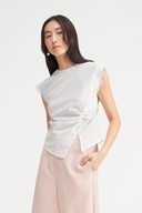 Clemence Lace Trim Cap-sleeved Top