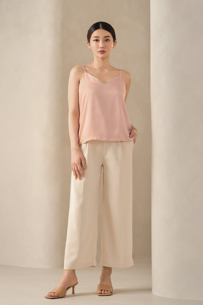 Yacht21, Yacht 21, yacht21, yacht 21, Y21, y21, womenswear, ladieswear, ladies, fashion, clothing, fuss-free, low ironing, wrinkle free, casual, easy, versatile, comfortable, classic, basic, top, strap, adjustable, straps, crop, cami, sleeveless, pink, blue, sweet, feminine, comfy, Demi Cami Top in Pink