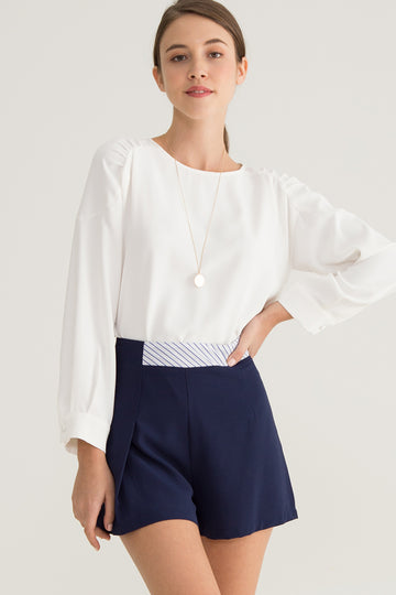 Callie Tailored Shorts - yacht 21 - y21 - ladies women clothing fashion - shorts , blue , red , high waisted , casual , urban resort wear , summer , holiday , vacay , vacation , staycay , staycation , fuss free , low ironing , wrinkle free , wrinkle resistant