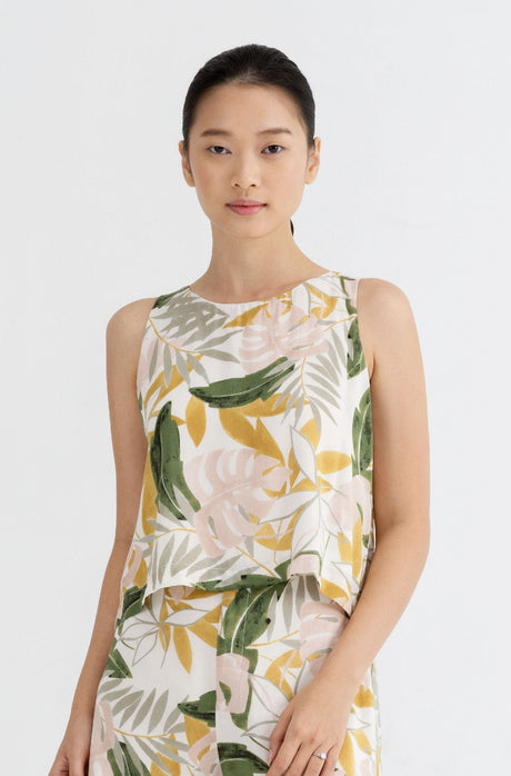 Yacht21, Yacht 21, yacht21, yacht 21, Y21, y21, womenswear, ladieswear, ladies, fashion, clothing, fuss-free, low ironing, casual, easy, versatile, comfortable, sleeveless, print, pattern, airy, light, lightweight, top, simple, Eden Tropical Print top