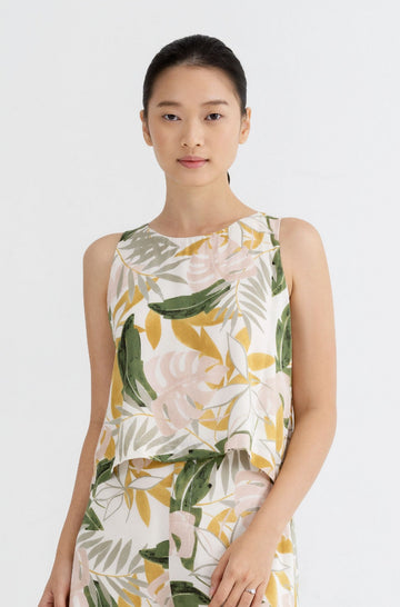 Yacht21, Yacht 21, yacht21, yacht 21, Y21, y21, womenswear, ladieswear, ladies, fashion, clothing, fuss-free, low ironing, casual, easy, versatile, comfortable, sleeveless, print, pattern, airy, light, lightweight, top, simple, Eden Tropical Print top