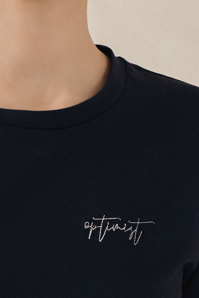 Yacht21, Yacht 21, yacht21, yacht 21, Y21, y21, womenswear, ladieswear, ladies, fashion, clothing,  fuss-free, low ironing, wrinkle free, casual, easy, versatile, comfortable, tshirt, t-shirt, top, embroidery, optimist, short sleeves, sleeves, Carina Basic T-Shirt in Navy Blue