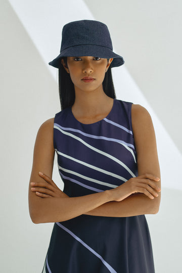 Yacht21, Yacht 21, yacht21, yacht 21, Y21, y21, womenswear, ladieswear, ladies, fashion, clothing, Y21 x grey_evolution, The Ageless Capsule Wardrobe, collaboration, bucket hat, hat, casual, versatile, reversible, denim, navy, blue, everyday, essential, practical, accessory, styling, All-Weather Denim Bucket Hat