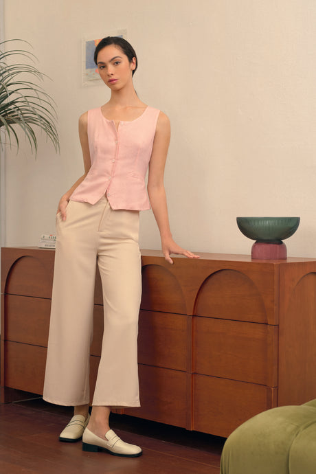 Yacht21, Yacht 21, yacht21, yacht 21, Y21, y21, womenswear, ladieswear, ladies, fashion, clothing, fuss-free, low ironing, wrinkle free, casual, easy, versatile, comfortable, classic, basic, pants, bottoms, beige, easy, easy to match, pockets, wide-leg, sleek, Boey Wide-Leg Pants in Beige