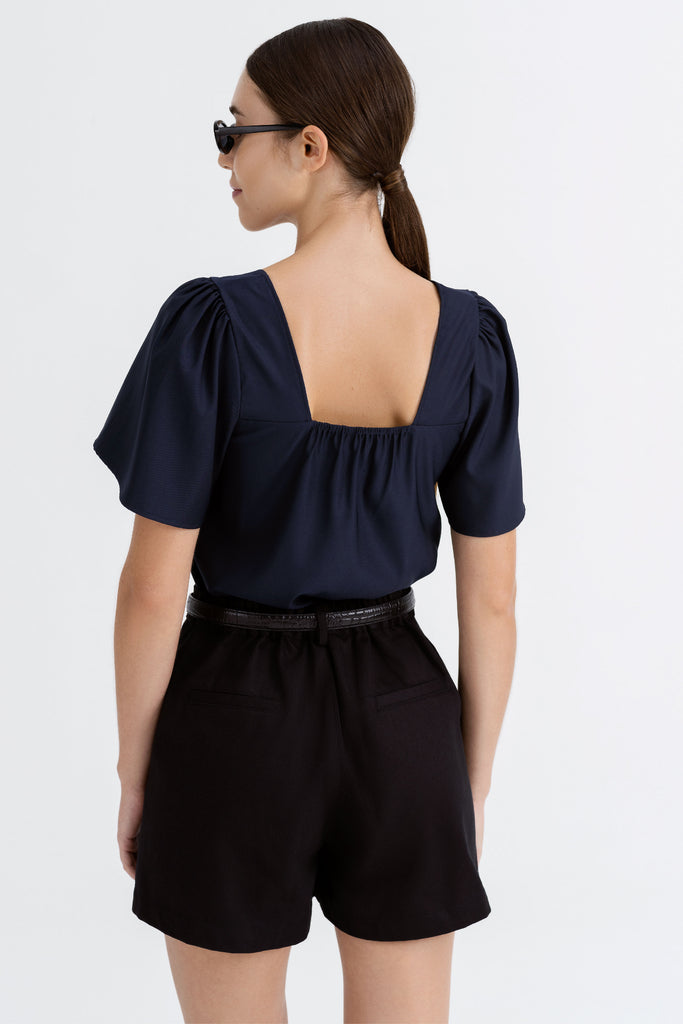 Yacht21, Yacht 21, yacht21, yacht 21, Y21, y21, womenswear, ladieswear, ladies, fashion, clothing, fuss-free, low ironing, casual, easy, versatile, comfortable, basic, staple, simple, bottoms, shorts, high-waist, stretchable, easy to match, pockets, black, Harlow Elastic-Back Shorts