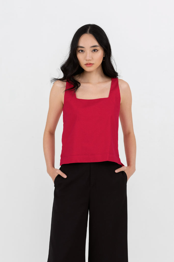 Yacht21, Yacht 21, yacht21, yacht 21, Y21, y21, womenswear, ladieswear, ladies, fashion, clothing, fuss-free, low ironing, casual, easy, versatile, comfortable, classic, basic, top, sleeveless, staple, classic, minimal, simple, relaxed, detail, design, pink, Naya Side Button Top