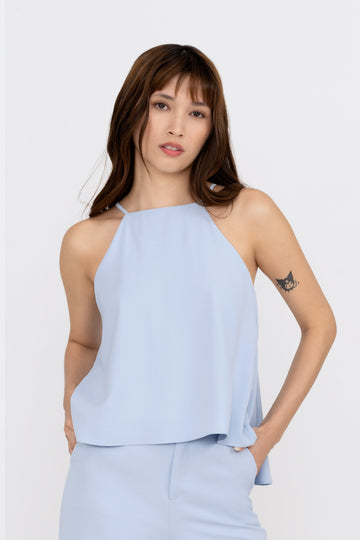 Yacht21, Yacht 21, yacht21, yacht 21, Y21, y21, womenswear, ladieswear, ladies, fashion, clothing, fuss-free, low ironing, casual, easy, versatile, comfortable, sleeveless, halter, straps, airy, light, lightweight, top, cami, simple, blue, Bbblob, Cirrus Cami Top, 