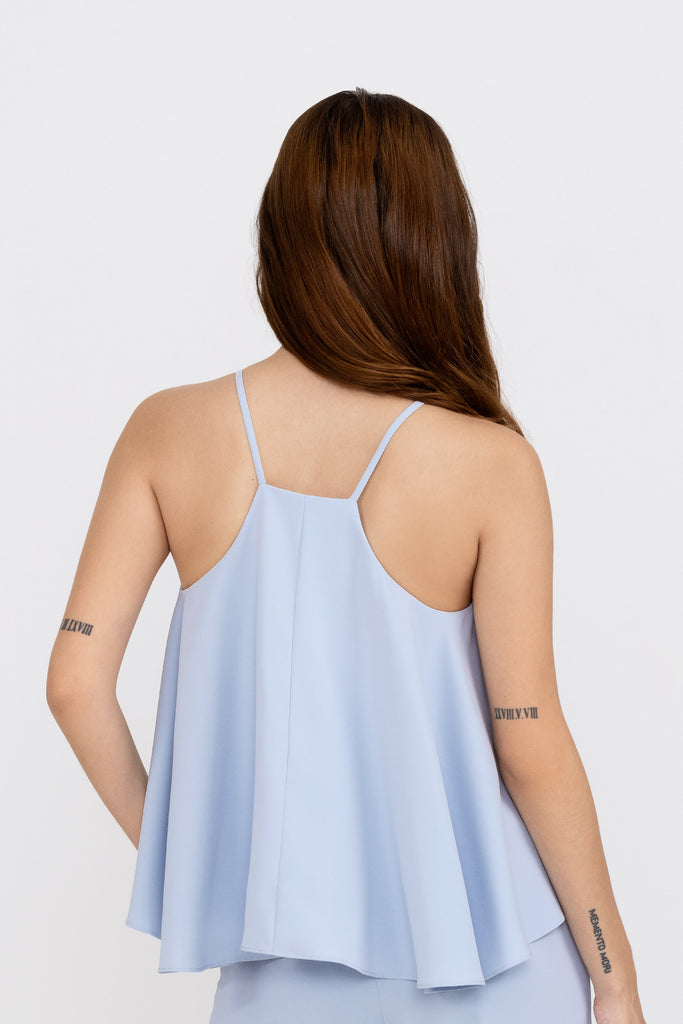 Yacht21, Yacht 21, yacht21, yacht 21, Y21, y21, womenswear, ladieswear, ladies, fashion, clothing, fuss-free, low ironing, casual, easy, versatile, comfortable, sleeveless, halter, straps, airy, light, lightweight, top, cami, simple, blue, Bbblob, Cirrus Cami Top,