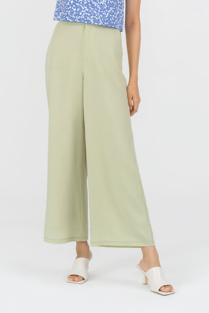 Yacht21, Yacht 21, yacht21, yacht 21, Y21, y21, womenswear, ladieswear, ladies, fashion, clothing, casual, easy, versatile, comfortable, classic, basic, pants, bottoms, tencel, easy to match, wide-leg, high-waist, green, Ela Palazzo Pants in Whisper Green