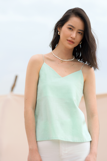 Brinley Cami Top in Mint - Yacht 21 - Women / ladies clothing fashion - Cami / Sleeveless / Tank / Innerwear Top in Mint Green / Light Green / Pastel Green . Casual , Holiday , V-neck , Basic , Fashion, urban resort wear , fuss free , summer , vacay , vacation