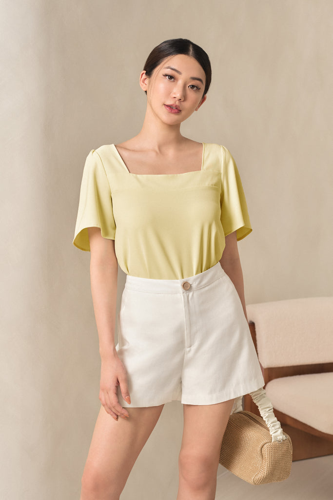 Yacht21, Yacht 21, yacht21, yacht 21,Y21, y21, womenswear, ladieswear, ladies, fashion, clothing, Alena Square Neck Top in Pink, Alena Square Neck Top in Yellow, yellow, top, square neckline, short sleeve, fuss-free, low ironing, casual, easy, versatile, comfortable
