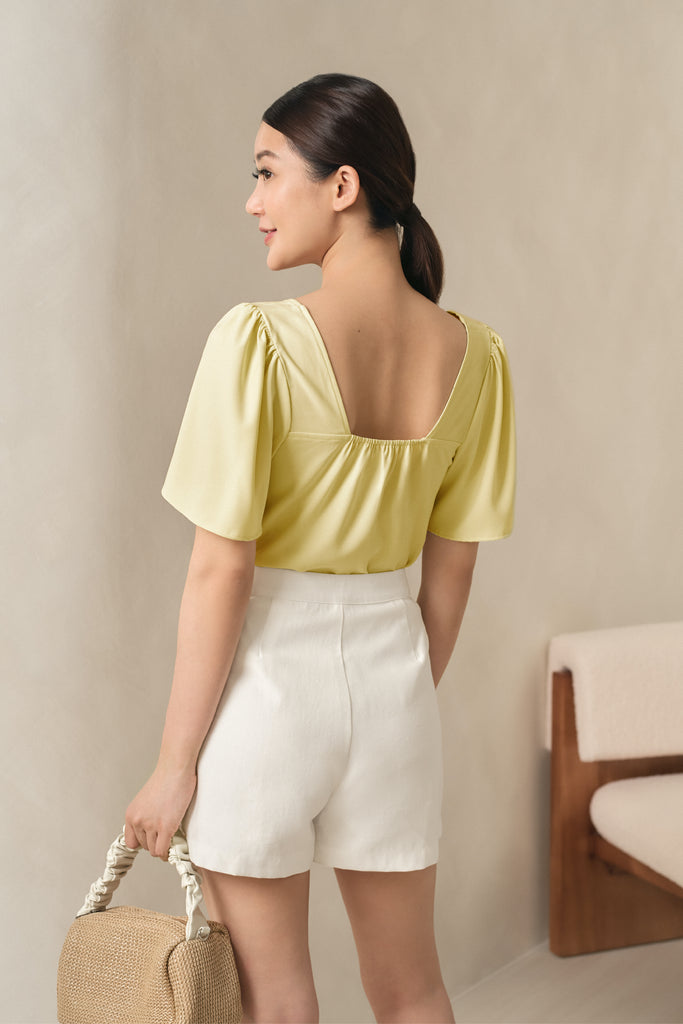 Yacht21, Yacht 21, yacht21, yacht 21,Y21, y21, womenswear, ladieswear, ladies, fashion, clothing, Alena Square Neck Top in Pink, Alena Square Neck Top in Yellow, yellow, top, square neckline, short sleeve, fuss-free, low ironing, casual, easy, versatile, comfortable