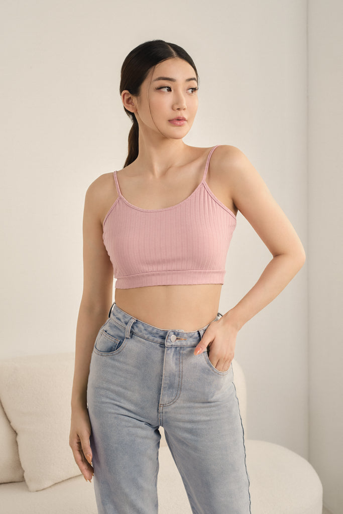 Yacht21, Yacht 21, yacht21, yacht 21, Y21, y21, womenswear, ladieswear, ladies, fashion, clothing,  fuss-free, low ironing, wrinkle free, casual, easy, versatile, comfortable, classic, basic, top, strap, adjustable, straps, crop, cami, sleeveless, homewear, home, comfy, Alyssa Cami Crop Top in Pink