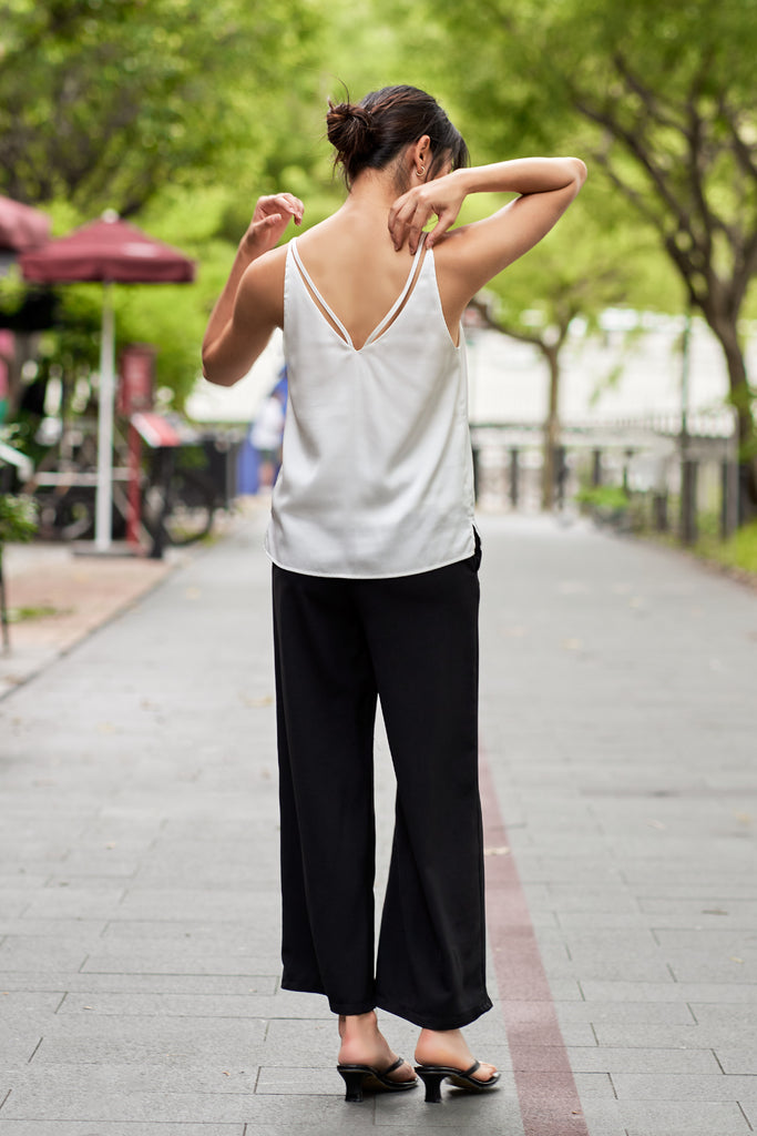 Yacht21, Yacht 21, yacht21, yacht 21, Y21, y21, womenswear, ladieswear, ladies, fashion, clothing, fuss-free, low ironing, casual, easy, versatile, comfortable, sleeveless, straps, detail, back, strappy, airy, lightweight, simple, minimal, top, sleek, white, Annette Back Detail Top