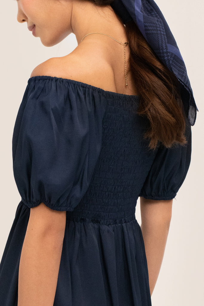 pearl babydoll dress in blue - yacht 21 - Women / ladies clothing fashion - Short / Mini Babydoll / tiered Dress with short puffy Sleeves , blue , beige , sweetheart neckline , casual , holiday , summer , vacay , vacation , urban resort wear , fuss free