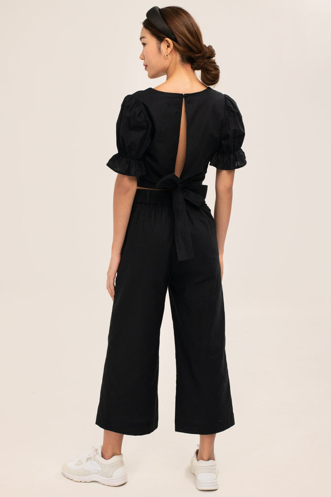 barbara culottes in black and green - yacht 21 - women / ladies clothing fashion - pants , midaxi , midi , casual , summer , holiday , vacation , vacay , beach vibes , urban resort wear , cruise wear , pockets 