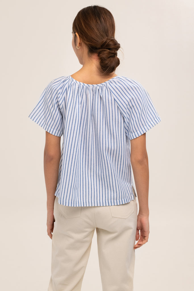Tessa Stripe Top - yacht 21 - y21 - stripes top , loose fit  , flare , short sleeves , casual , nautical , urban resort wear , vacay , vacation , summer , holiday , staycay , staycation , low ironing , wrinkle free , wrinkle resistant , fuss free , simple , versatile , 