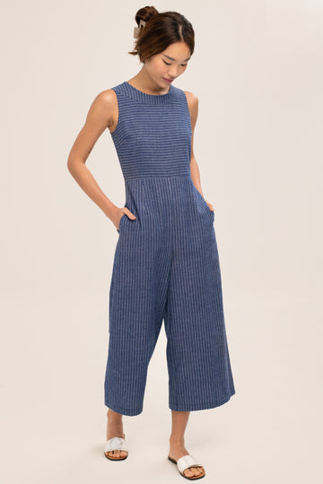 Aila Tailored Jumpsuit - Yacht 21 - Women / Ladies fashion - blue stripes jumpsuit / romper /pantsuit , holiday , summer , work wear , casual , fuss free