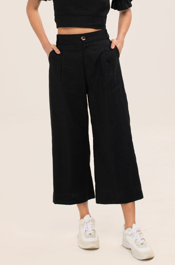 barbara culottes in black and green - yacht 21 - women / ladies clothing fashion - pants , midaxi , midi , casual , summer , holiday , vacation , vacay , beach vibes , urban resort wear , cruise wear , pockets 